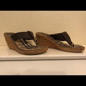 Burberry Brown Espadrille Leather Wedges Sz 8.5